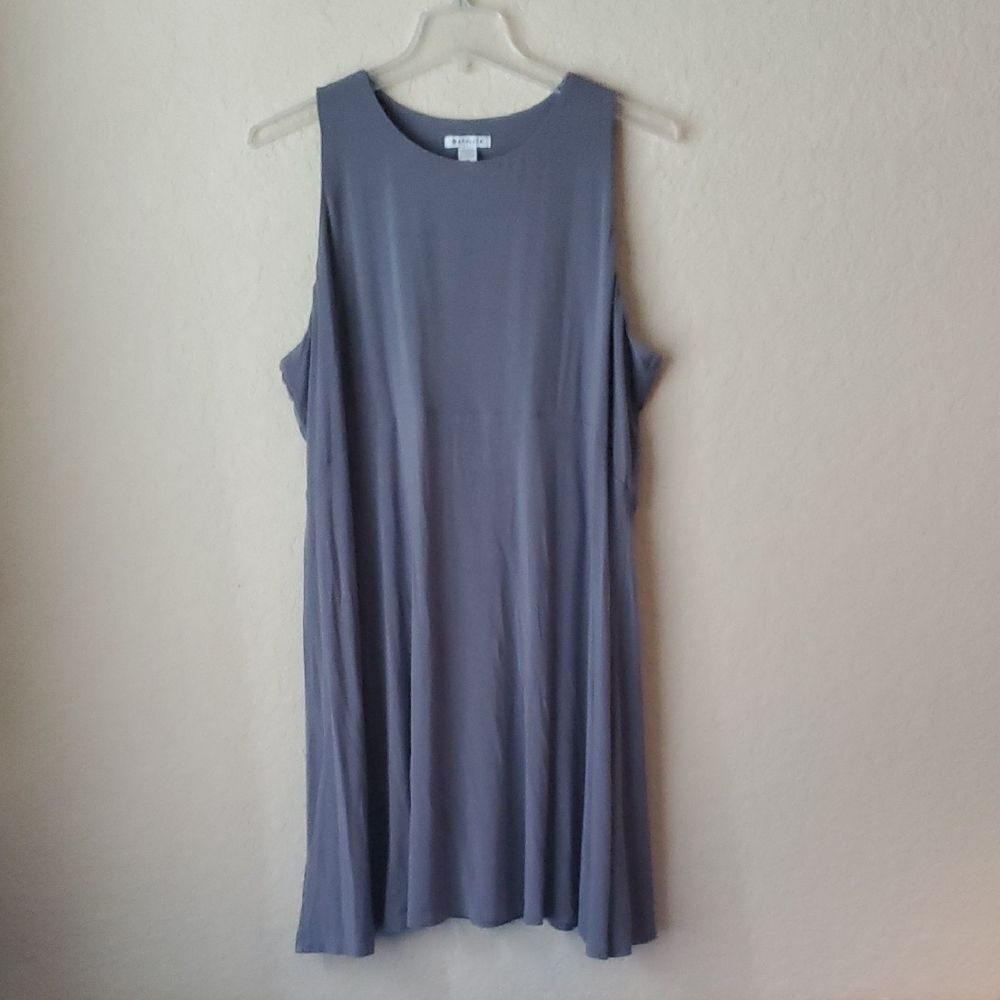Athleta Santorini High Neck Tank Dress Size 2X Heather Gray Blue Midi Mini Casua